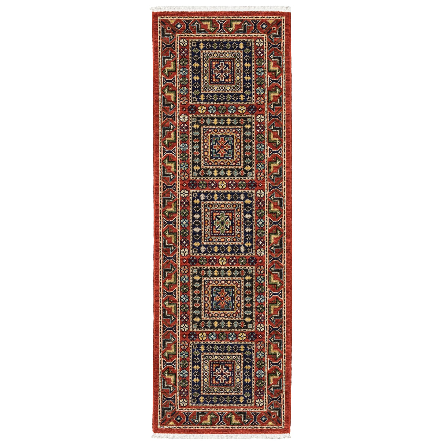 Lilihan Red Blue Traditional Oriental Indoor Rug