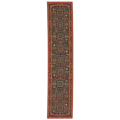 Lilihan Red Blue Traditional Oriental Indoor Rug