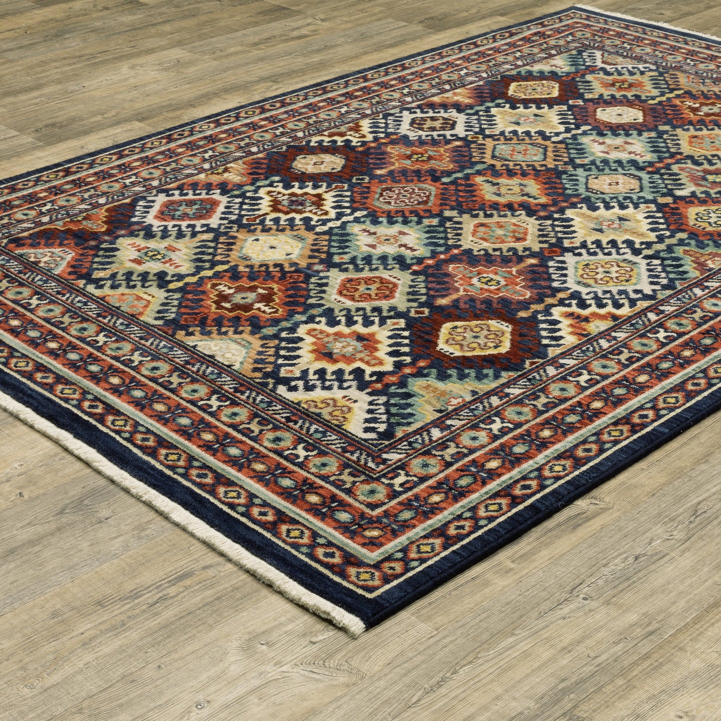 Lilihan Navy Multi Traditional Oriental Indoor Rug