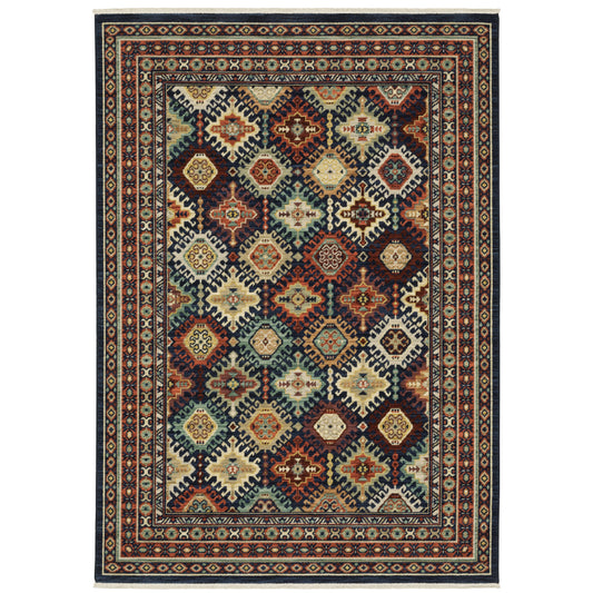 Lilihan Navy Multi Traditional Oriental Indoor Rug