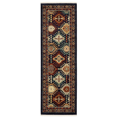 Lilihan Navy Multi Traditional Oriental Indoor Rug