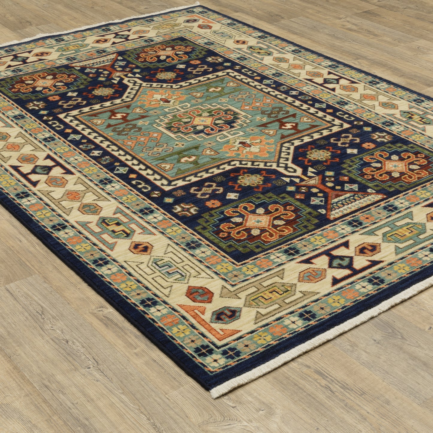 Lilihan Blue Ivory Traditional Oriental Indoor Rug