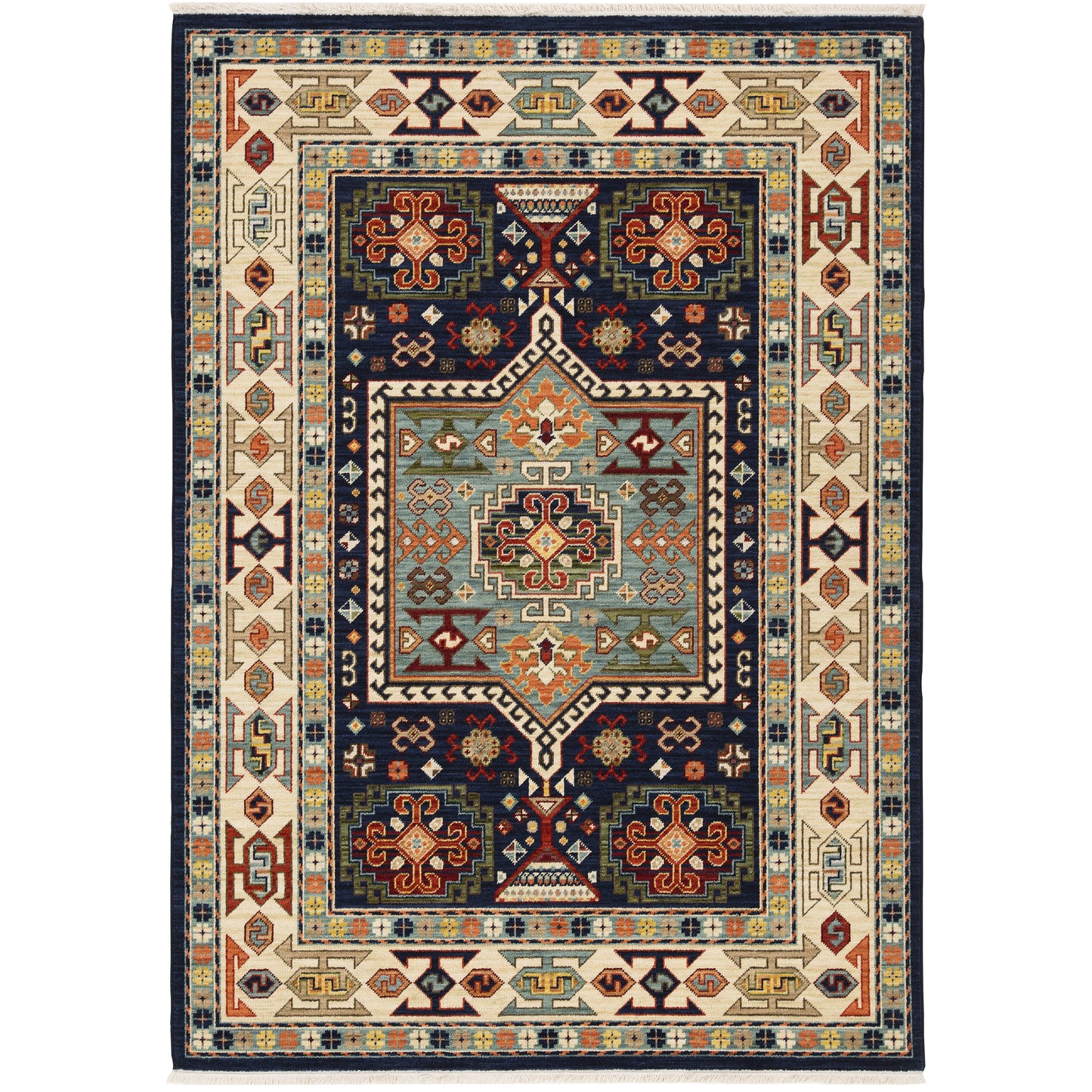 Lilihan Blue Ivory Traditional Oriental Indoor Rug