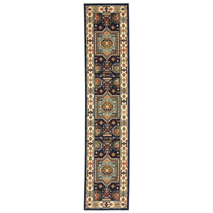 Lilihan Blue Ivory Traditional Oriental Indoor Rug