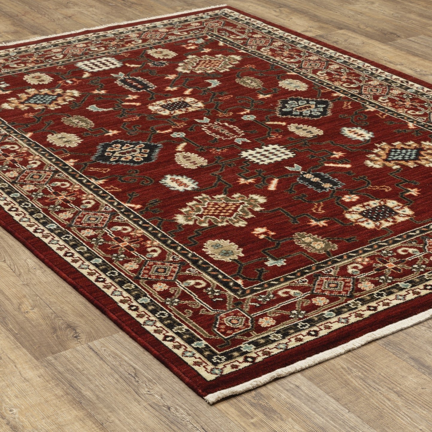 Lilihan Red Black Traditional Oriental Indoor Rug