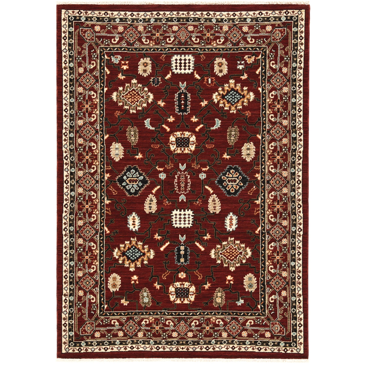 Lilihan Red Black Traditional Oriental Indoor Rug