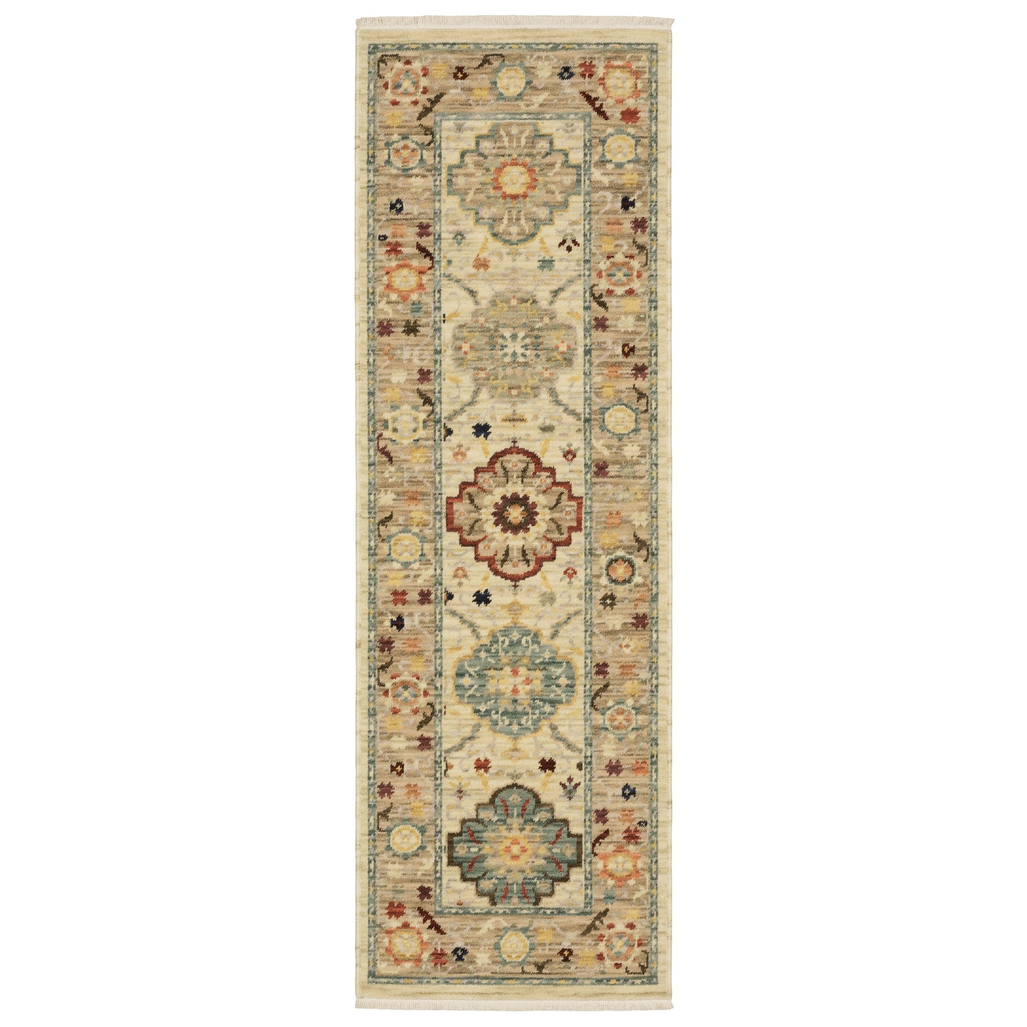 Lilihan Beige Multi Traditional Oriental Indoor Rug