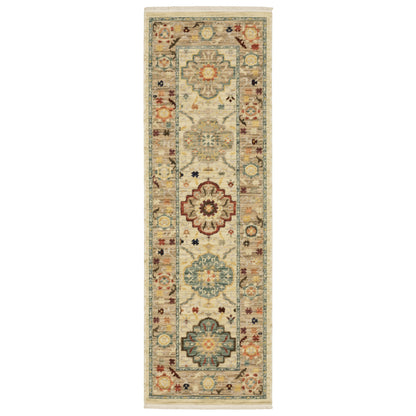 Lilihan Beige Multi Traditional Oriental Indoor Rug