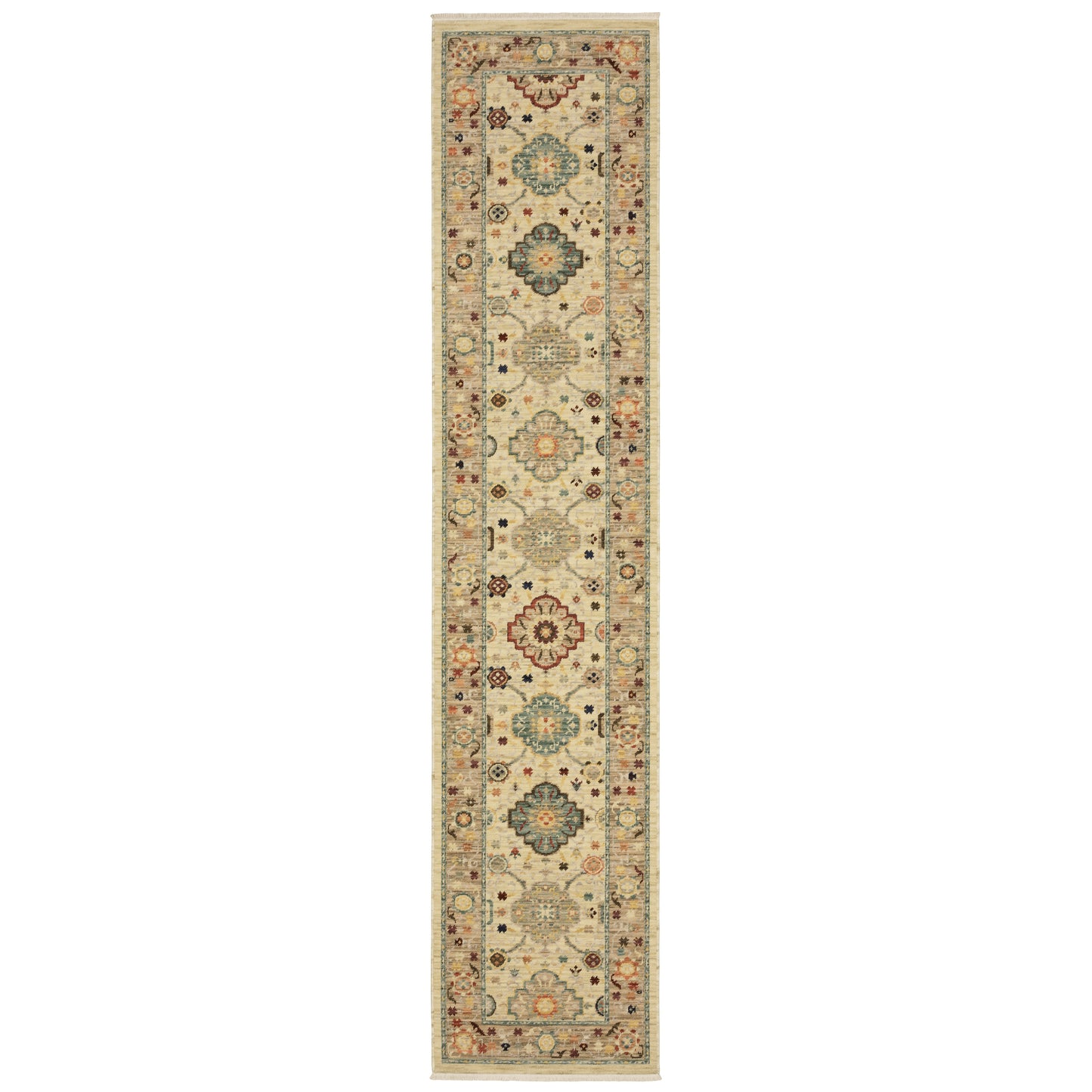 Lilihan Beige Multi Traditional Oriental Indoor Rug