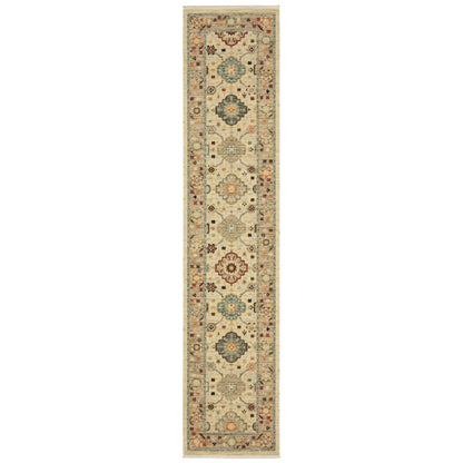 Lilihan Beige Multi Traditional Oriental Indoor Rug