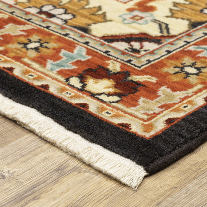 Lilihan Black Orange Traditional Oriental Indoor Rug