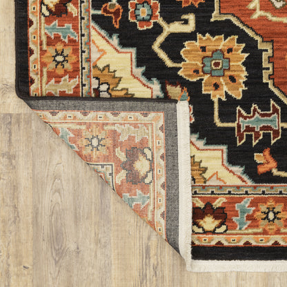 Lilihan Black Orange Traditional Oriental Indoor Rug