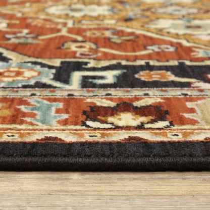 Lilihan Black Orange Traditional Oriental Indoor Rug