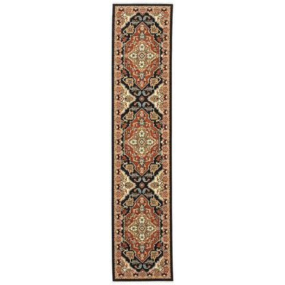 Lilihan Black Orange Traditional Oriental Indoor Rug