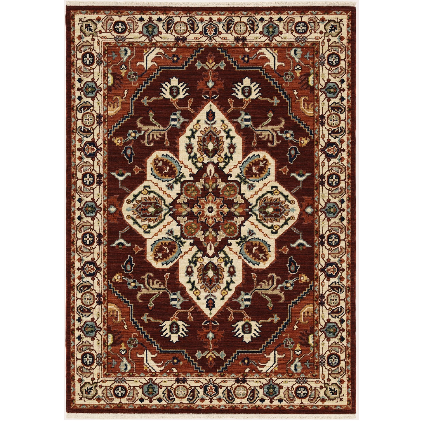 Lilihan Red Ivory Traditional Oriental Indoor Rug