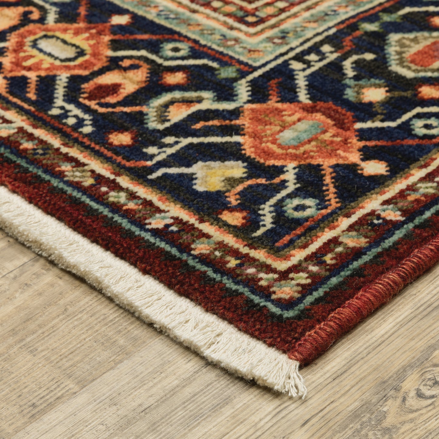 Lilihan Red Blue Traditional Oriental Indoor Rug