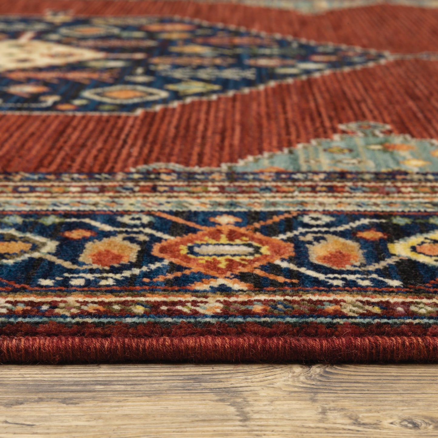 Lilihan Red Blue Traditional Oriental Indoor Rug