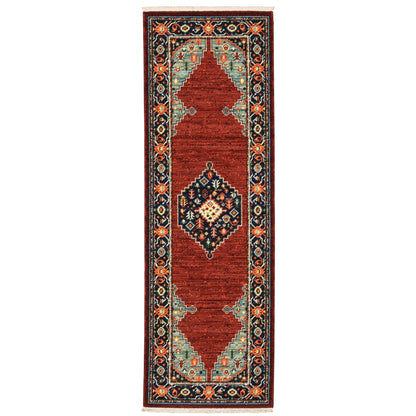 Lilihan Red Blue Traditional Oriental Indoor Rug