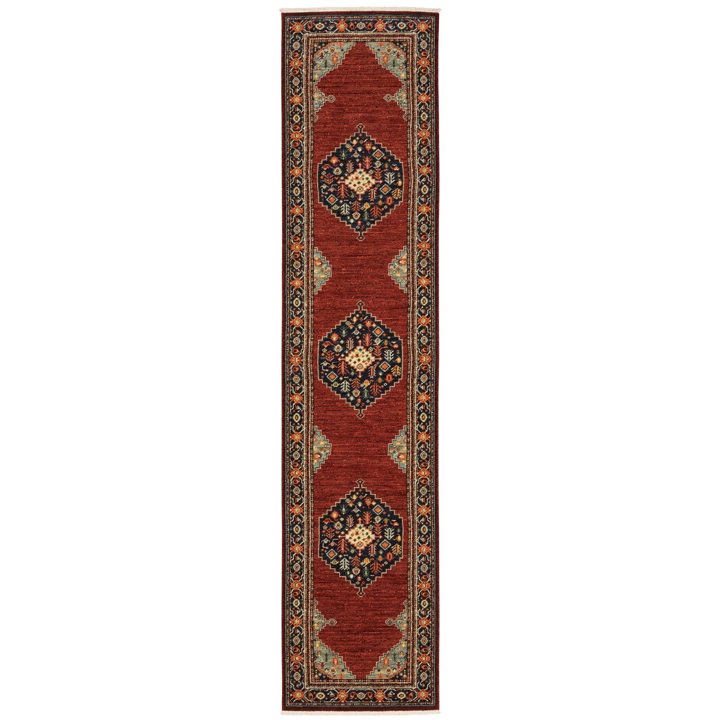 Lilihan Red Blue Traditional Oriental Indoor Rug