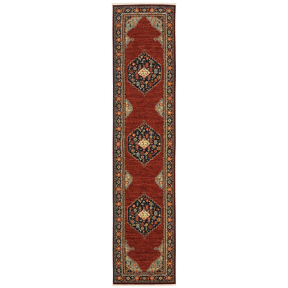 Lilihan Red Blue Traditional Oriental Indoor Rug