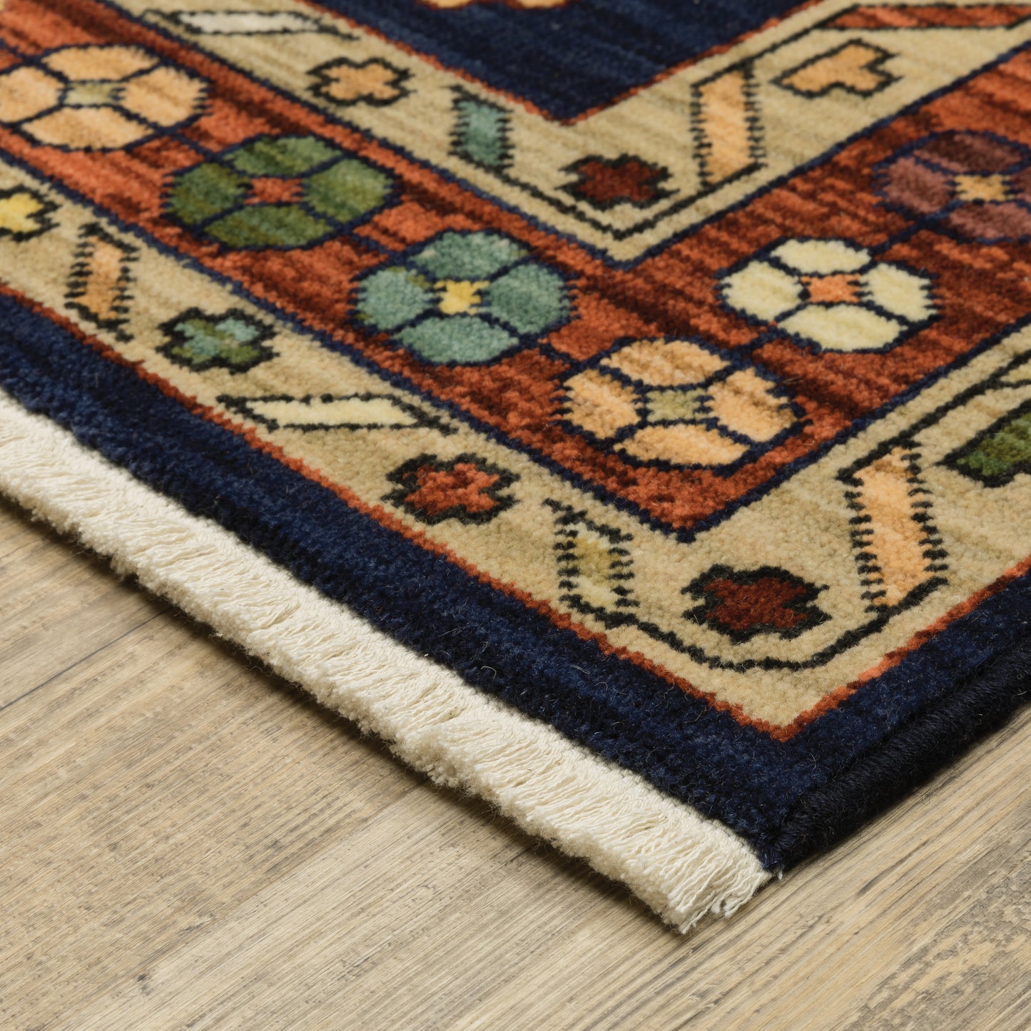 Lilihan Blue Red Traditional Oriental Indoor Rug