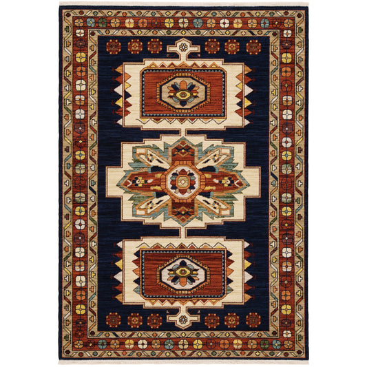 Lilihan Blue Red Traditional Oriental Indoor Rug