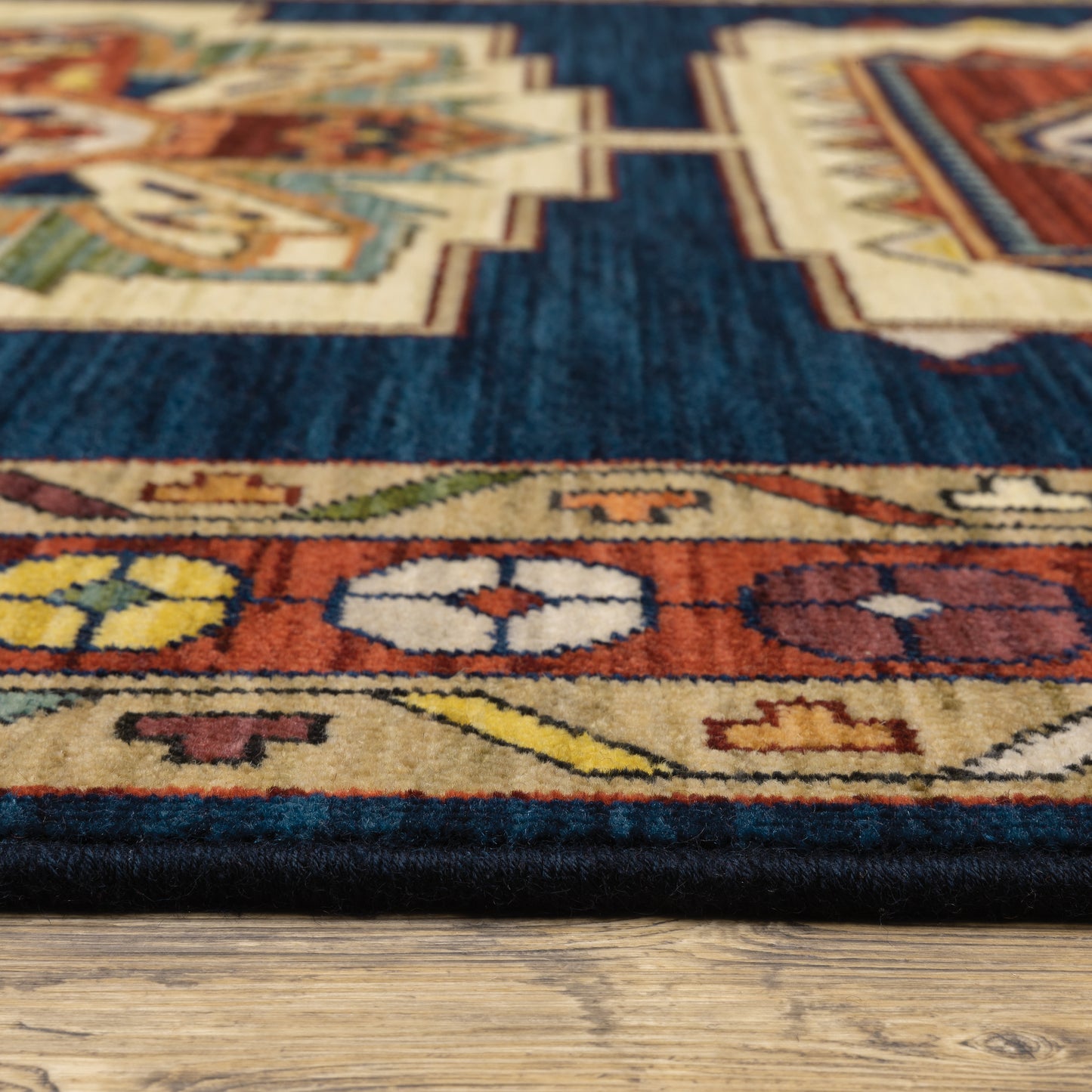 Lilihan Blue Red Traditional Oriental Indoor Rug