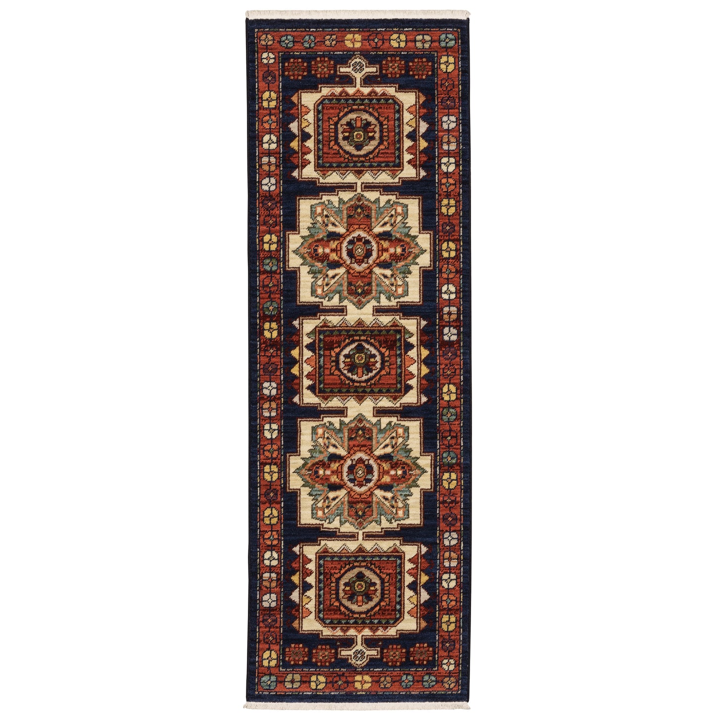 Lilihan Blue Red Traditional Oriental Indoor Rug