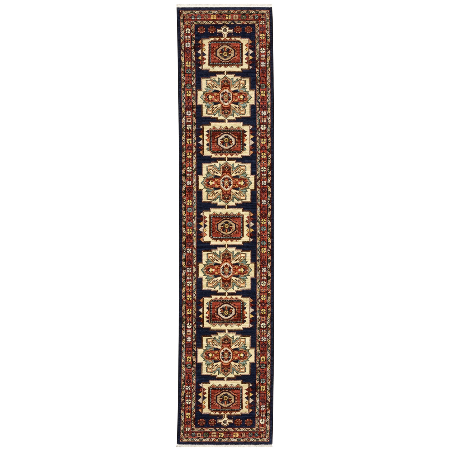 Lilihan Blue Red Traditional Oriental Indoor Rug