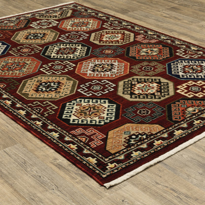 Lilihan Red Blue Traditional Oriental Indoor Rug