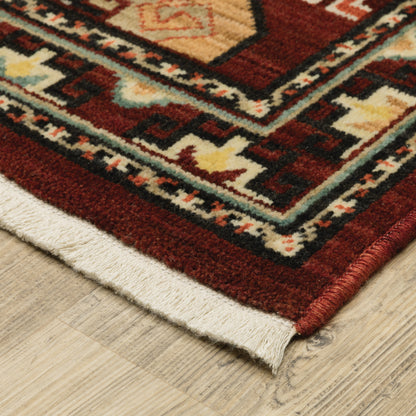 Lilihan Red Blue Traditional Oriental Indoor Rug