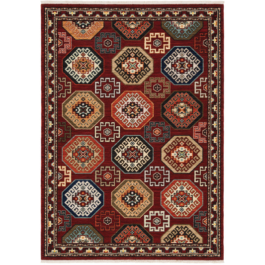 Lilihan Red Blue Traditional Oriental Indoor Rug