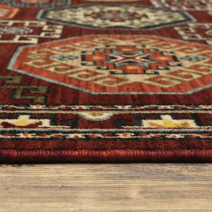 Lilihan Red Blue Traditional Oriental Indoor Rug