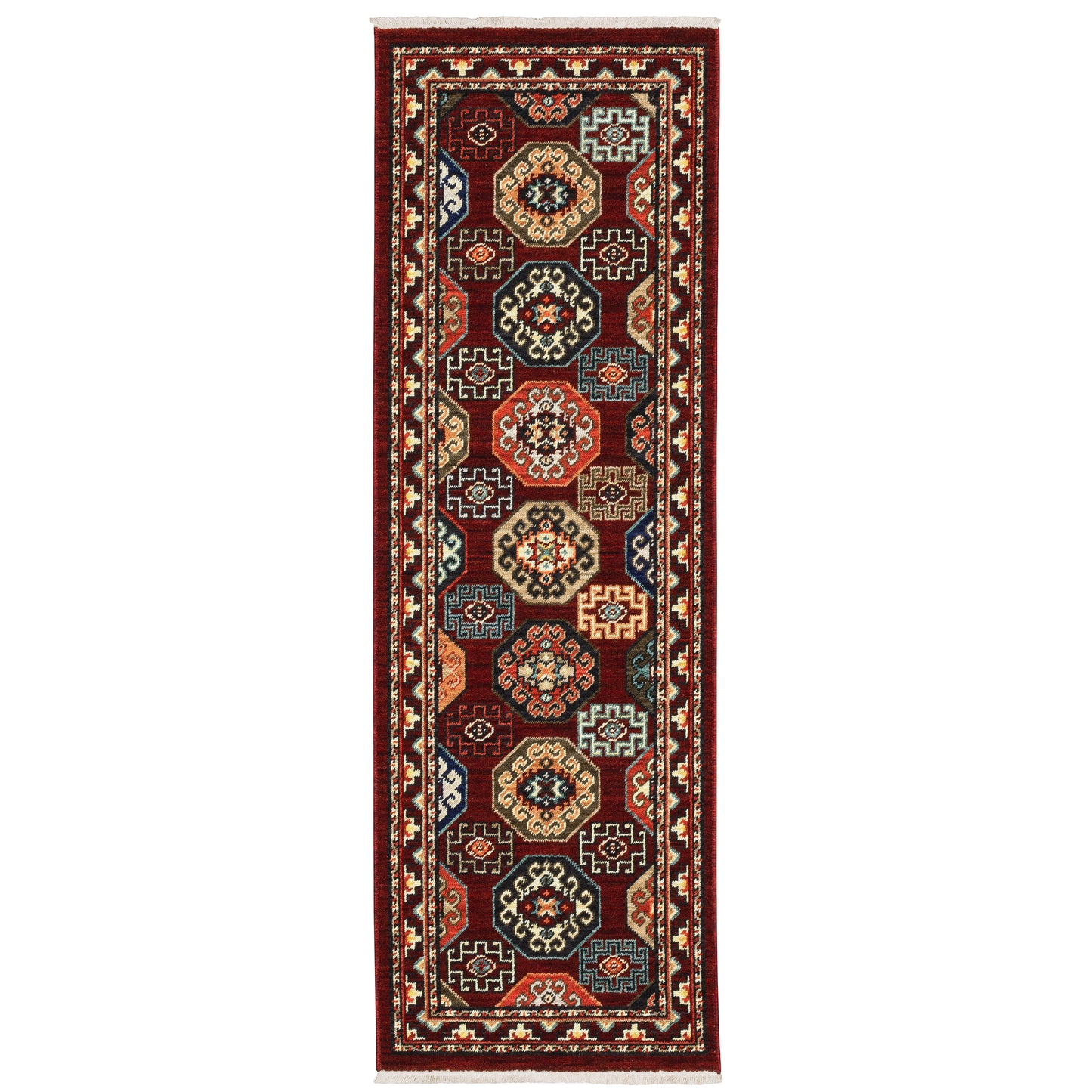 Lilihan Red Blue Traditional Oriental Indoor Rug