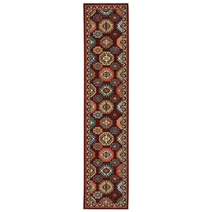 Lilihan Red Blue Traditional Oriental Indoor Rug