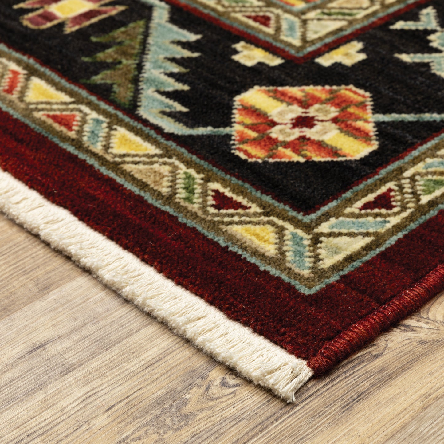 Lilihan Red Black Traditional Oriental Indoor Rug