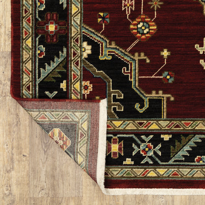 Lilihan Red Black Traditional Oriental Indoor Rug