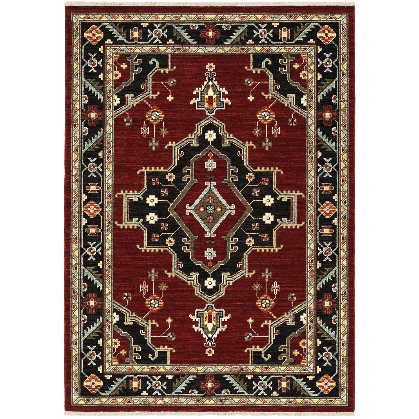 Lilihan Red Black Traditional Oriental Indoor Rug