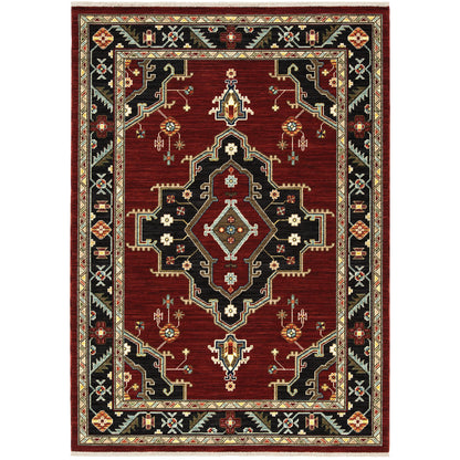 Lilihan Red Black Traditional Oriental Indoor Rug