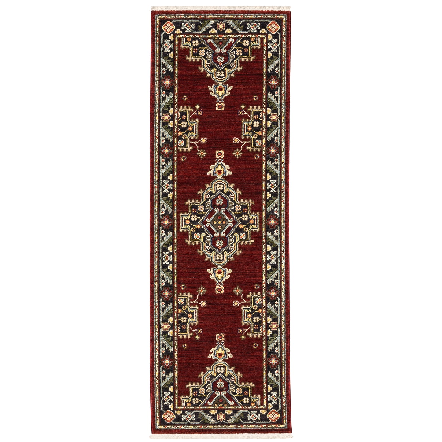 Lilihan Red Black Traditional Oriental Indoor Rug