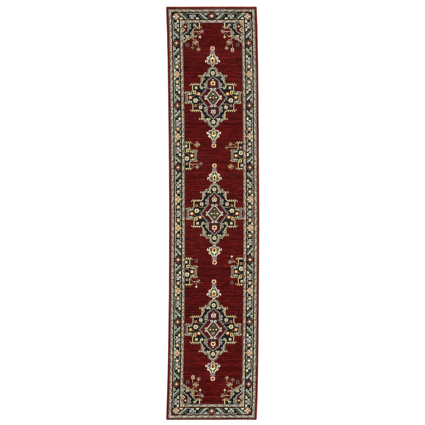 Lilihan Red Black Traditional Oriental Indoor Rug