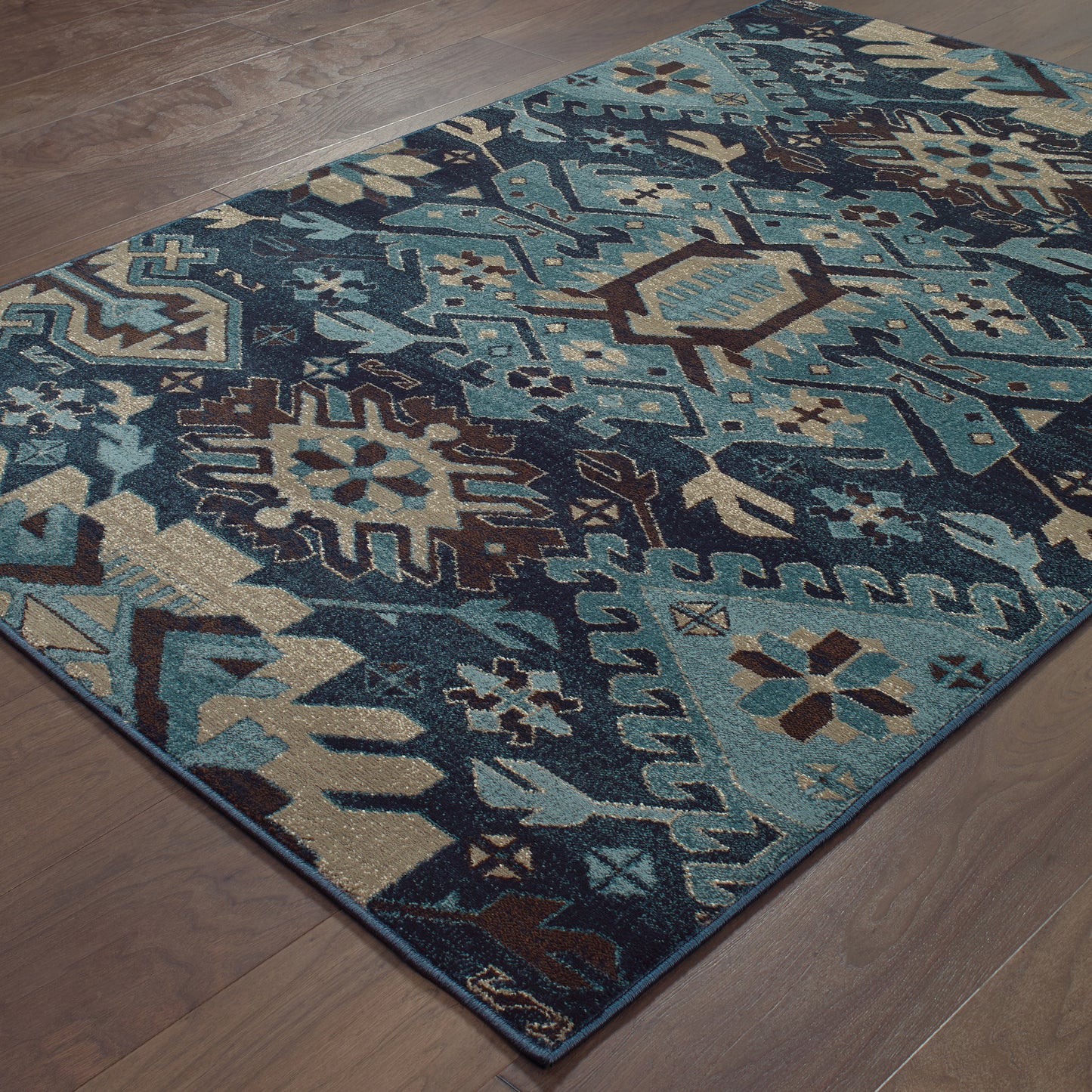 Linden Navy Blue Southwestern Southwest/Lodge Indoor Rug