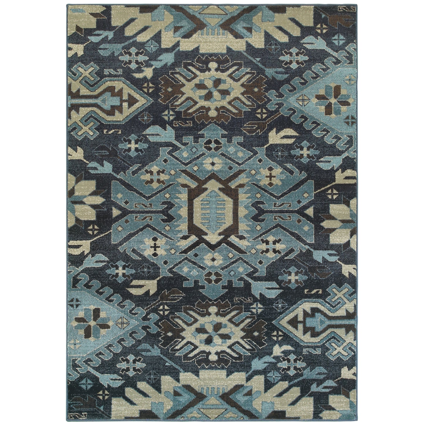 Linden Navy Blue Southwestern Southwest/Lodge Indoor Rug