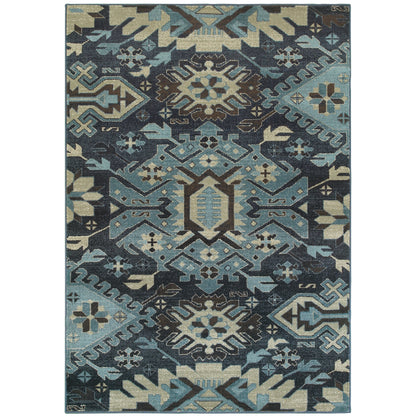 Linden Navy Blue Southwestern Southwest/Lodge Indoor Rug