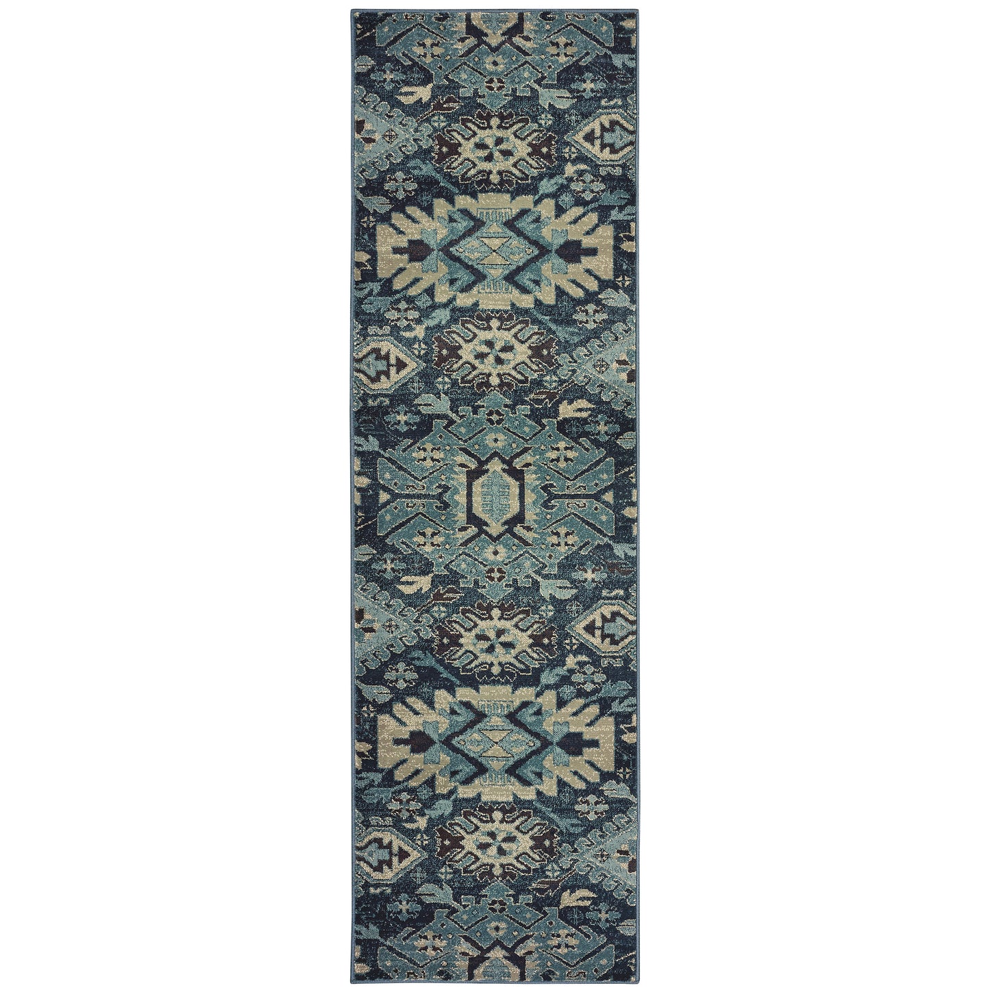 Linden Navy Blue Southwestern Southwest/Lodge Indoor Rug