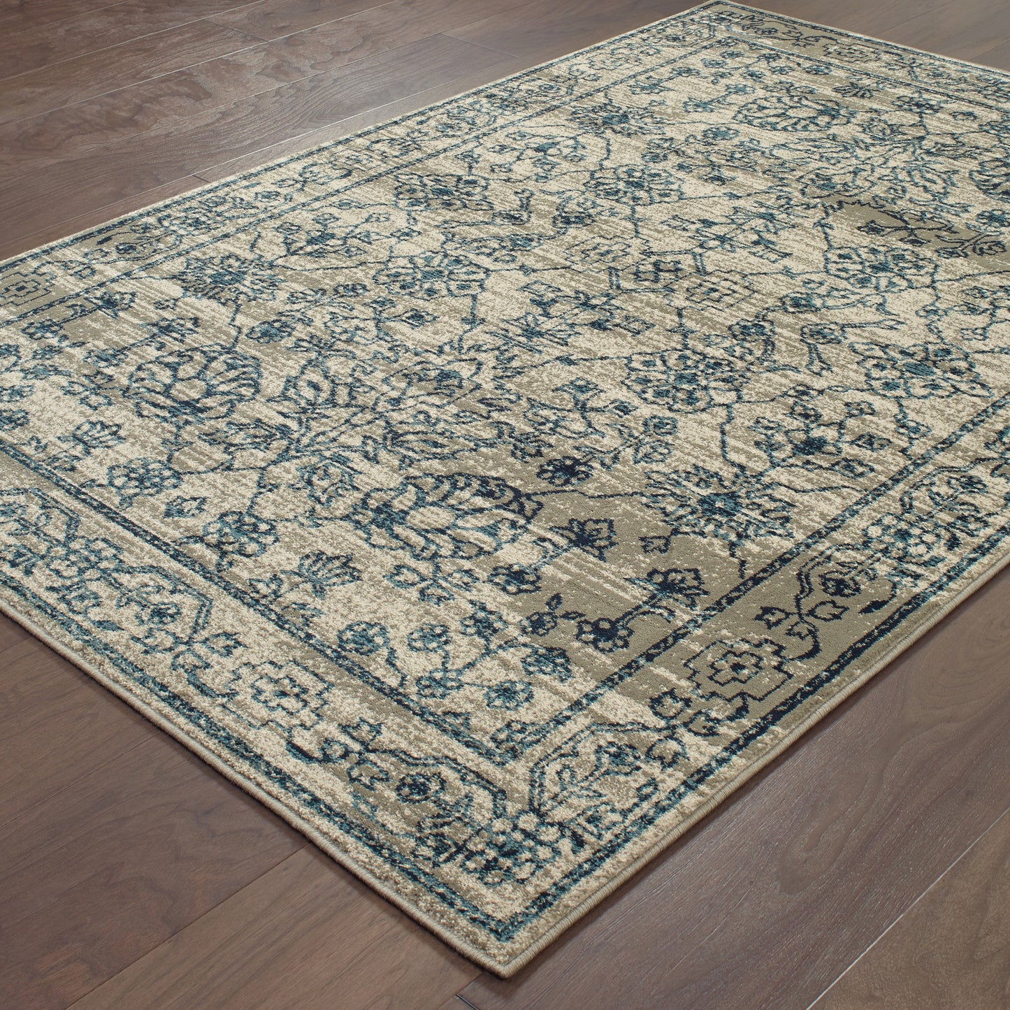 Linden Beige Navy Vintage Oriental Indoor Rug