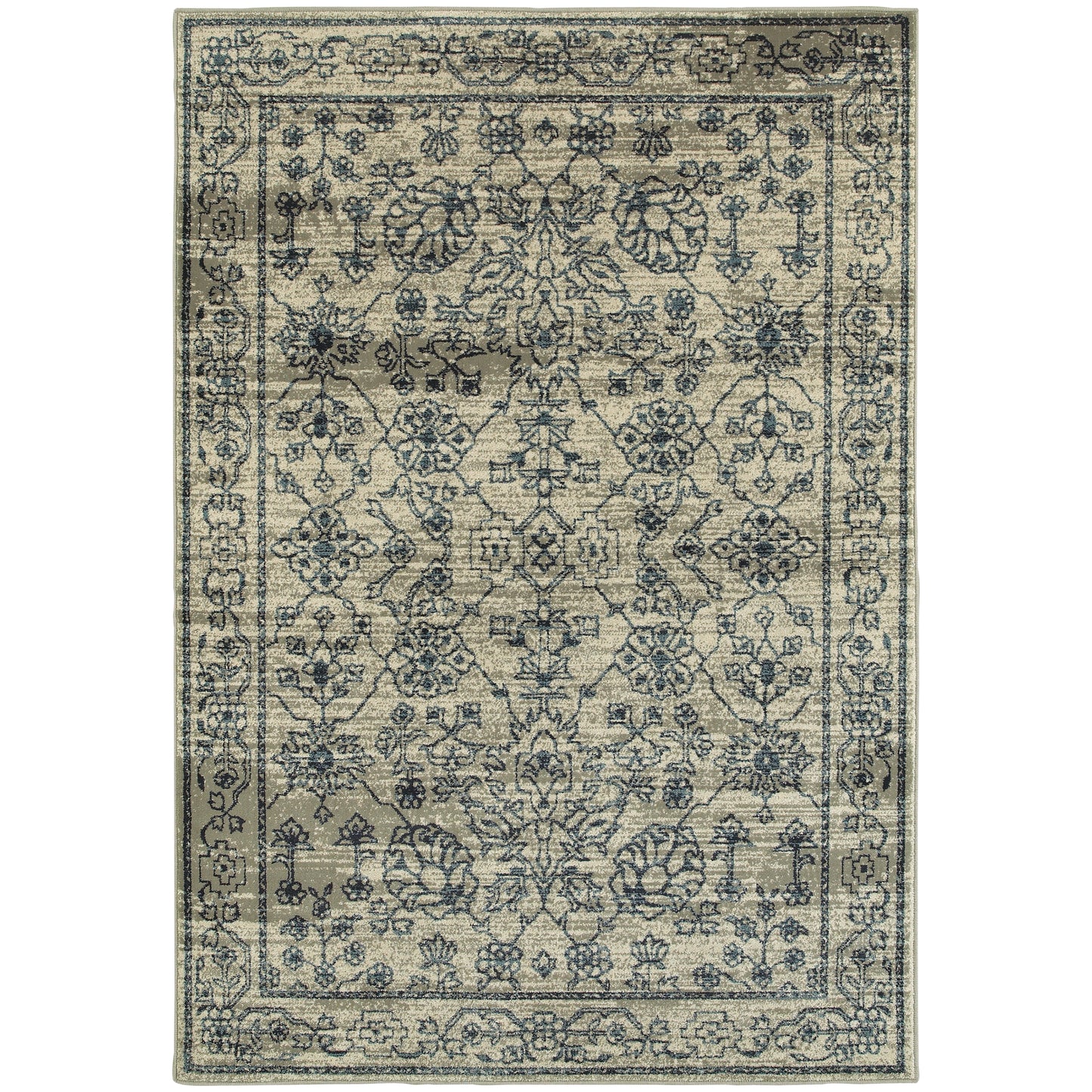 Linden Beige Navy Vintage Oriental Indoor Rug