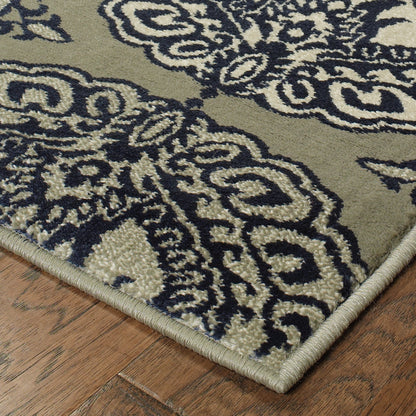 Linden Navy Ivory Global Oriental Indoor Rug