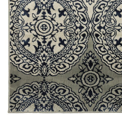 Linden Navy Ivory Global Oriental Indoor Rug