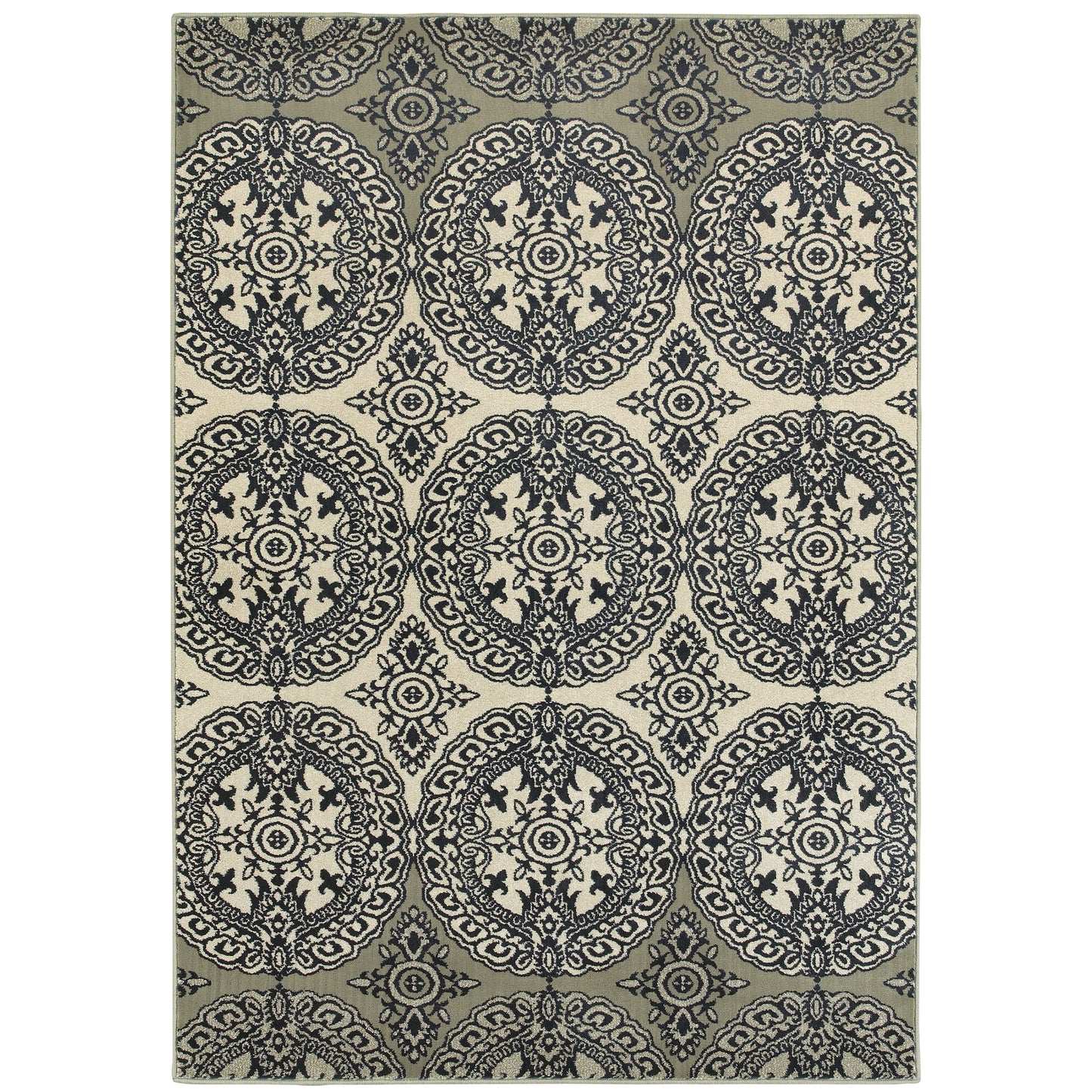 Linden Navy Ivory Global Oriental Indoor Rug